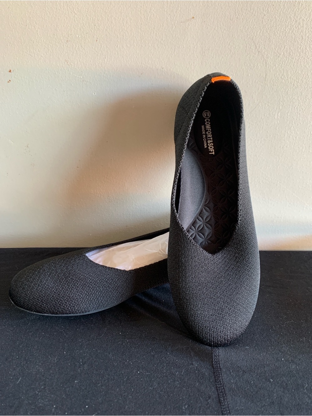 Frank Mully ComfortSoft Black Slip-On Women’s Knit Ballet Flats
